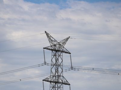 A 500 kV transmission tower outside of Moorabool close.